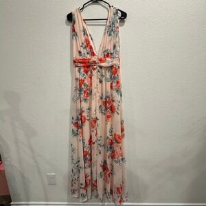 Lulu's Floral Maxi Dress in Cream and Red